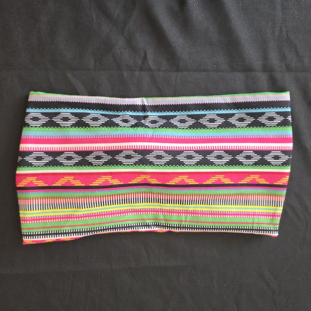Bohemian Knotted Fabric Headband – Wide Elastic, Colorful Striped Design